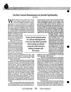 W On the Current Renaissance Jewish Spirituality in