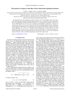 Thermoelectric transport in thin films of three-dimensional topological insulators R. Ma,