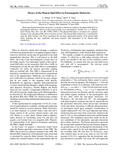 Theory of the Phonon Hall Effect in Paramagnetic Dielectrics L. Sheng,