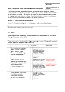 PO Number: PD27 - University of Exeter Employment Status Questionnaire
