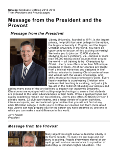 Message from the President and the Provost Message from the President