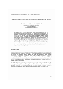 PROBABILITY THEORY AND APPLICATION OF ITEM RESPONSE THEORY Adibah Abdul Latif &amp;