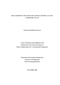 RISK ASSESSMENT USING POOL FIRE AND HEALTH INDEX ANALYSIS