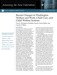 Assessing the New Federalism Recent Changes in Washington Child Welfare Systems