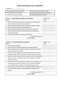CRITERIA REFERENCED SELF ASSESSMENT  Department