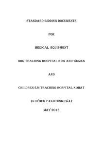 Standard Bidding Documents For MEDICAL  Equipment DHQ TEACHING HOSPITAL KDA AND WOMEN