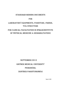 Standard Bidding Documents For Laboratory Equipments, furniture, Fridge, TV&amp; structure