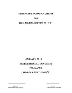 Standard Bidding Documents For KMU Annual report 2010-11