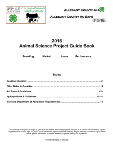 2016 Animal Science Project Guide Book Allegany County 4-H