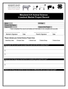 Maryland 4-H Animal Science Livestock Market Project Record