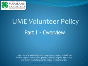 UME Volunteer Policy Part I - Overview