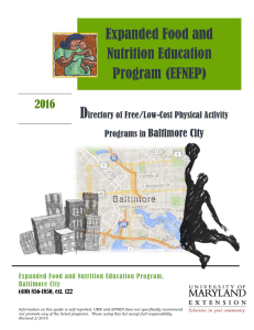 Expanded Food and Nutrition Education Program, Baltimore City (410) 856-1850, ext. 122