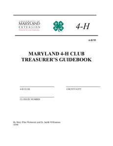 4-H MARYLAND 4-H CLUB TREASURER’S GUIDEBOOK