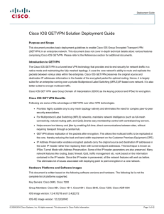 Cisco IOS GETVPN Solution Deployment Guide Purpose and Scope
