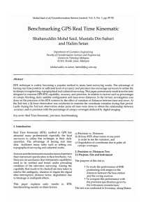 Benchmarking GPS Real Time Kinematic Shaharuddin Mohd Said, Mustafa Din Subari