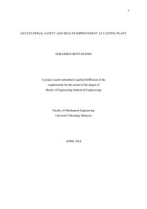 OCCUPATIONAL SAFETY AND HEALTH IMPROVEMENT AT CASTING PLANT NORASIKIN BINTI HUSSIN