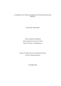 E-VENDOR EVALUATION AND SELECTION SYSTEM FOR FELCRA BERHAD HARUN BIN MOHAMED