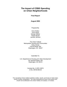 The Impact of CDBG Spending on Urban Neighborhoods Final Report