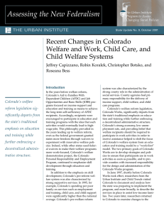 Assessing the New Federalism Recent Changes in Colorado Child Welfare Systems