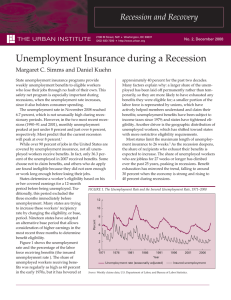 Unemployment Insurance during a Recession Recession and Recovery THE URBAN INSTITUTE