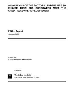 AN ANALYSIS OF THE FACTORS LENDERS USE TO CREDIT ELSEWHERE REQUIREMENT