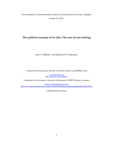 The political economy of an idea: The case of rent... Arye L. Hillman and Heinrich W. Ursprung