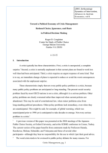 Toward a Political Economy of Crisis Management: in Political Decision Making