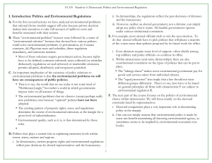 I. Introduction: Politics and Environmental Regulations