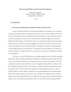 Environmental Politics and Economic Development I. Introduction: Roger D. Congleton