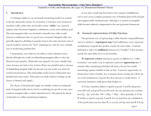 Intermediate Microeconomics : Class Notes, Handout 3 I.   Introduction