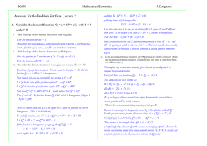 I. Answers for the Problem Set from Lecture 2 EC630 Mathematical Economics