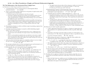 VII. The Mathematics of the Neoclassical Firm's Supply Curve