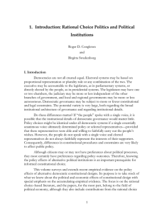 1.  Introduction: Rational Choice Politics and Political Institutions