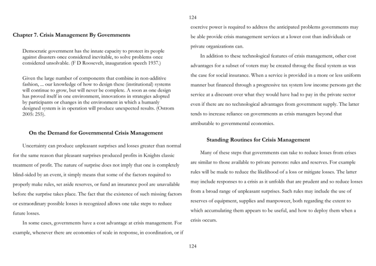 Chapter 7 Crisis Management By Governments