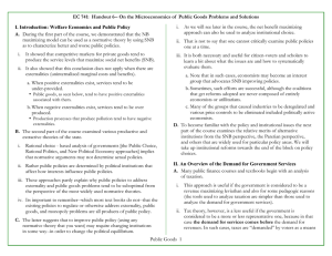 EC 741:  Handout 6-- On the Microeconomics of ... I. Introduction: Welfare Economics and Public Policy