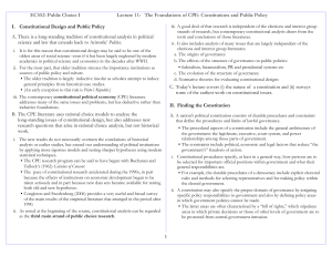 EC552: Public Choice I I.  Constitutional Design and Public Policy