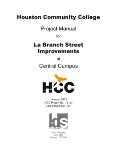 Houston Community College La Branch Street Improvements Project Manual