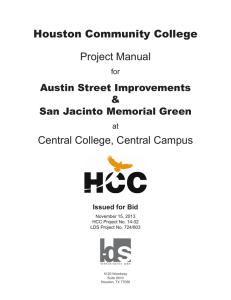 Houston Community College Project Manual Central College, Central Campus Austin Street Improvements