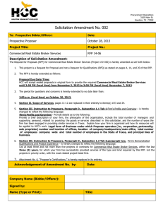 Solicitation Amendment No. 002  Prospective Proposer October 28, 2013