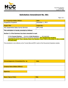 Solicitation Amendment No. 001  Prospective Proposers November 1, 2013