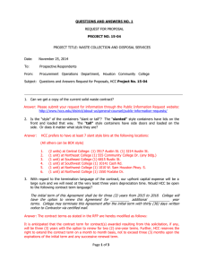 QUESTIONS AND ANSWERS NO. 1 PROJECT NO. 15-04  REQUEST FOR PROPOSAL