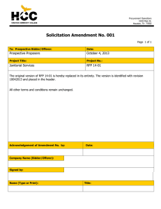 Solicitation Amendment No. 001  Prospective Proposers October 4, 2013