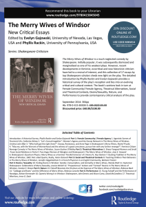 The Merry Wives of Windsor New Critical Essays  Evelyn Gajowski