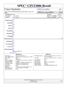 SPEC CINT2006 Result Cisco Systems SPECint