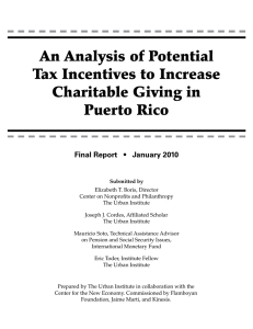 An Analysis of Potential Tax Incentives to Increase Charitable Giving in Puerto Rico
