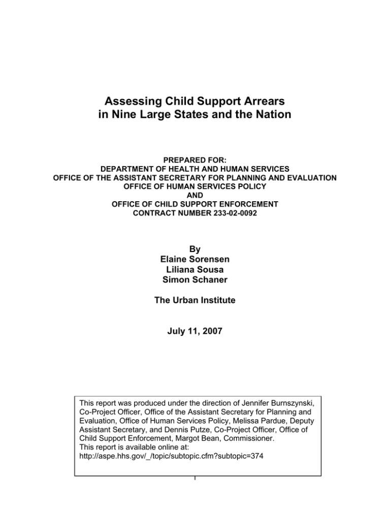 Assessing Child Support Arrears In Nine Large States And The Nation