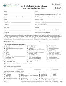 North Clackamas School District Volunteer Application Form IICC SP Exhibit A