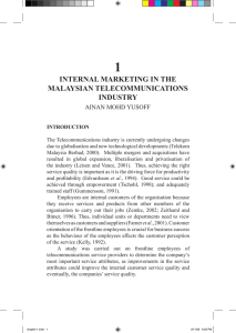 1 INTERNAL MARKETING IN THE MALAYSIAN TELECOMMUNICATIONS INDUSTRY