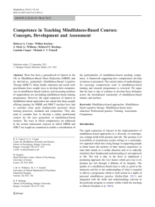 Competence in Teaching Mindfulness-Based Courses: Concepts, Development and Assessment MINDFULNESS IN PRACTICE