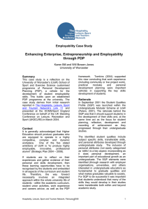 Enhancing Enterprise, Entrepreneurship and Employability through PDP Employability Case Study